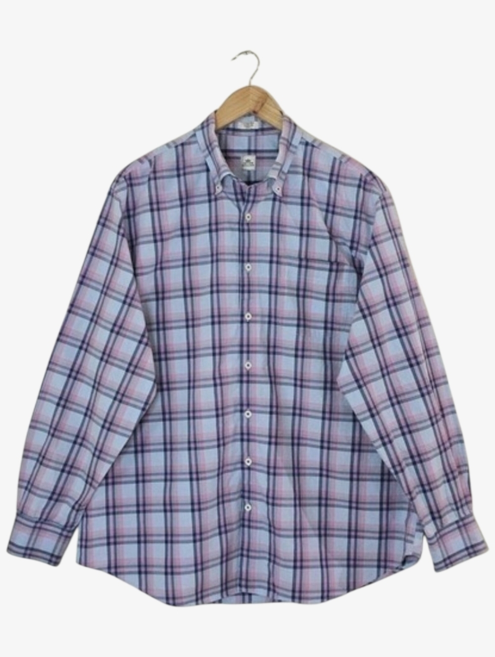 Peter Millar Shirt Mens XL Plaid Button Down Pink Blue Cotton Classic Fit
